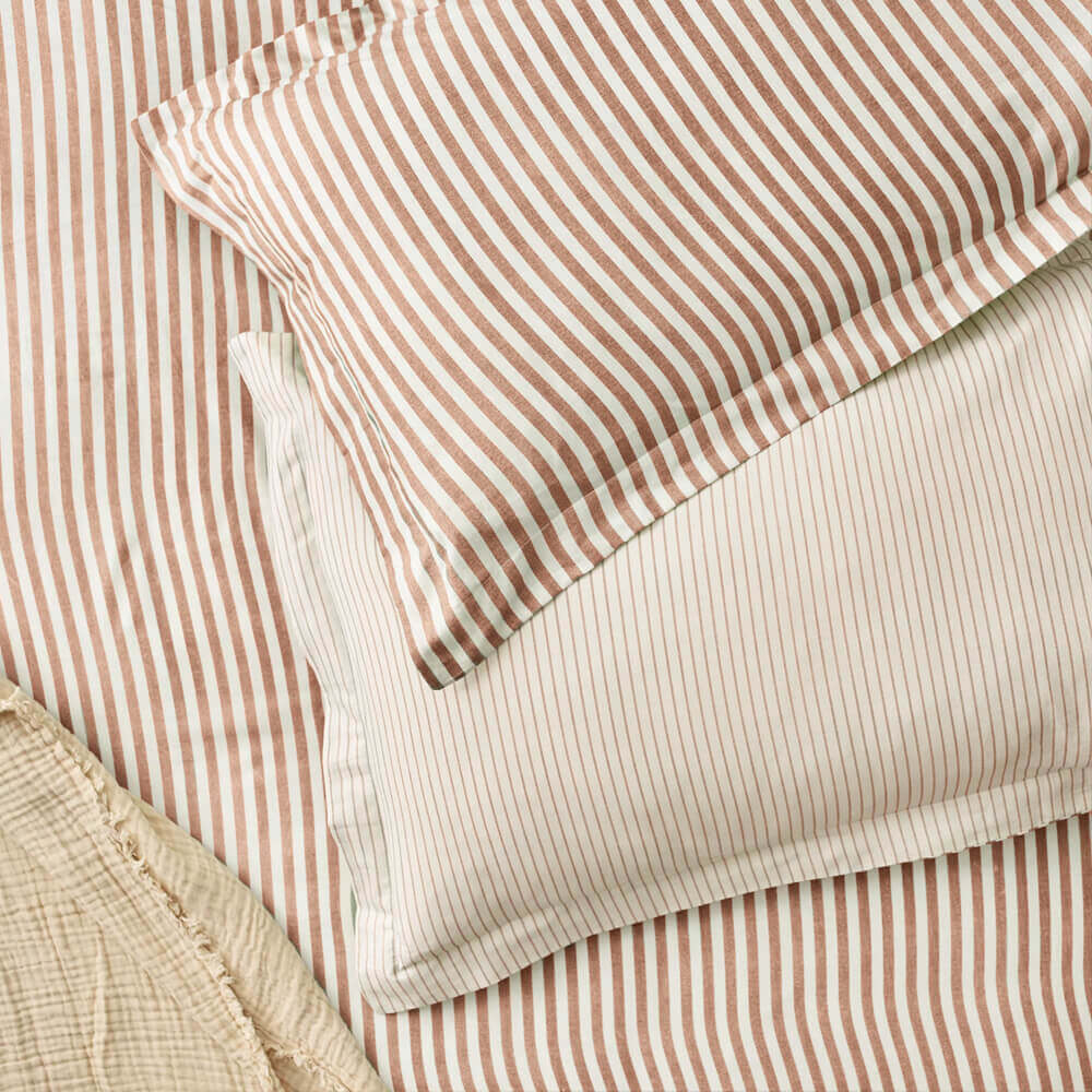 Yard Hebden Melange Pecan Stripe Pair of Pillowcases